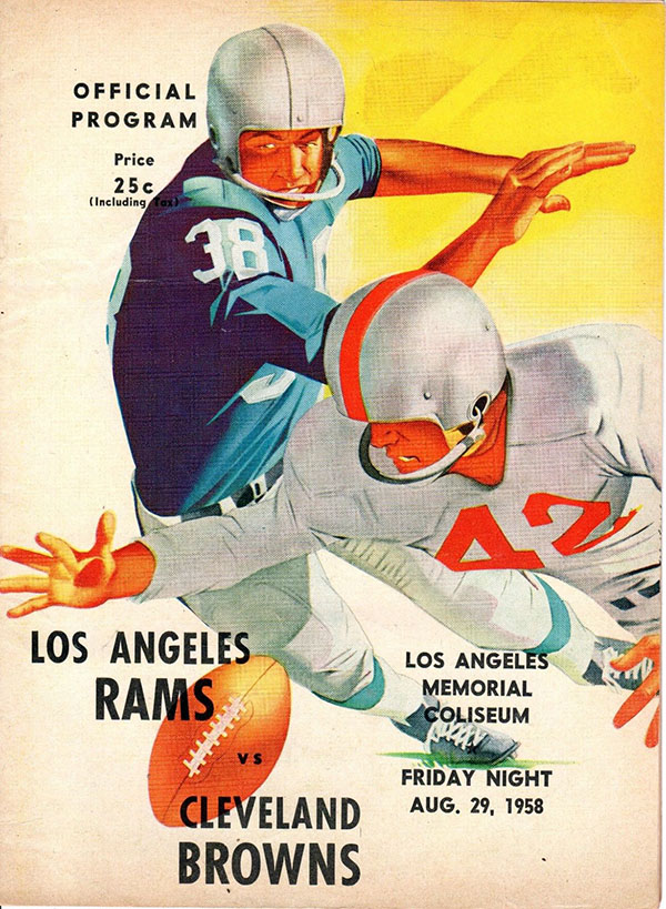 NFL Program: Los Angeles Rams vs. Cleveland Browns (August 29, 1958)