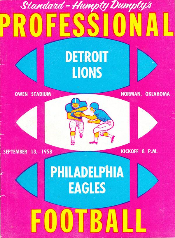 NFL Program: Philadelphia Eagles vs. Detroit Lions (September 13, 1958)