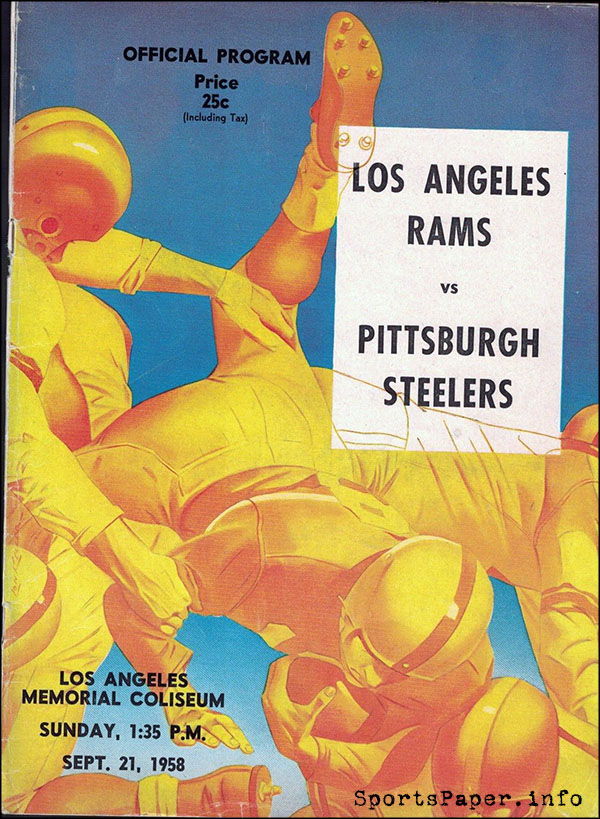 NFL Program: Los Angeles Rams vs. Pittsburgh Steelers (September 21, 1958)