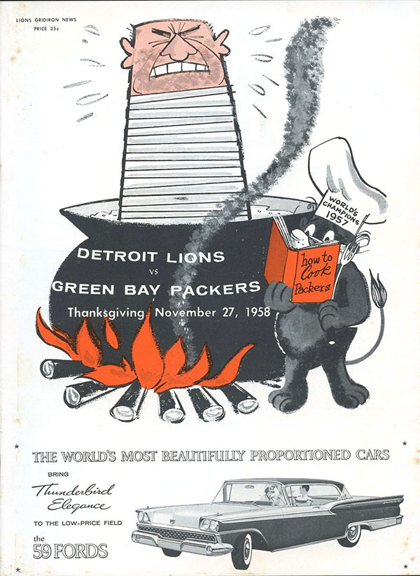 NFL Program: Detroit Lions vs. Green Bay Packers (November 27, 1958)