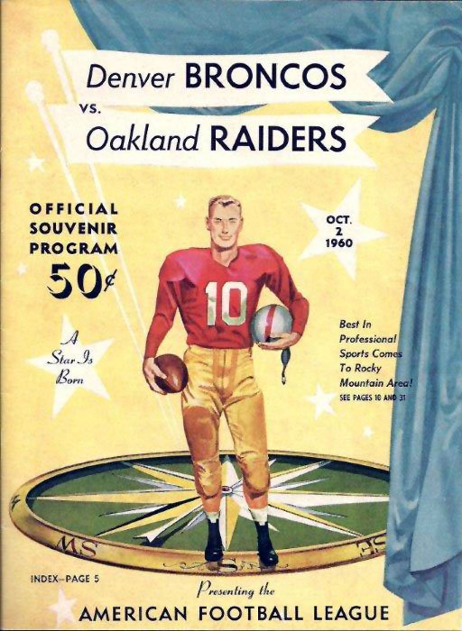 AFL Program: Denver Broncos vs. Oakland Raiders (October 2, 1960