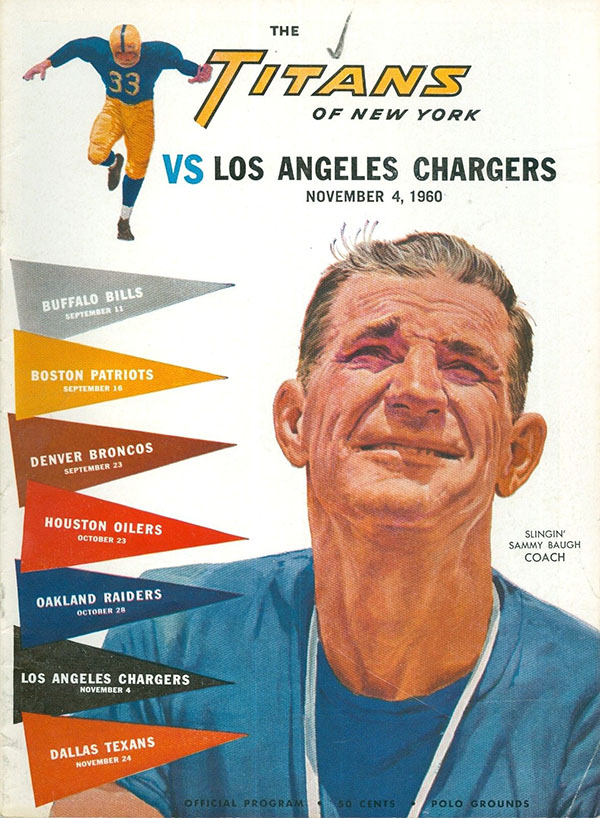 AFL Program: New York Titans vs. Los Angeles Chargers (November 4, 1960)