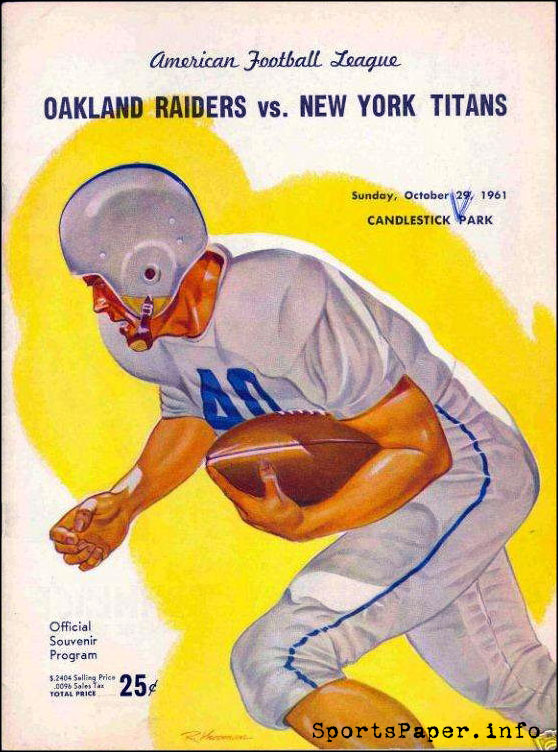 AFL Program: Oakland Raiders vs. New York Titans (October 29, 1961)