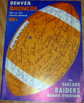 NFL Program: Denver Broncos vs. Oakland Raiders (November 28, 1963)