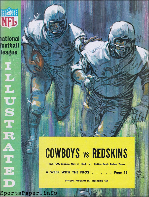 NFL Program: Dallas Cowboys vs. Washington Redskins (November 3, 1963 ...