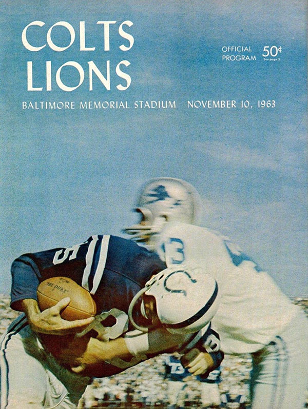 NFL Program: Baltimore Colts vs. Detroit Lions (November 10, 1963)