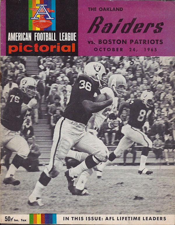 AFL Program: Oakland Raiders vs. Boston Patriots (October 24, 1965)