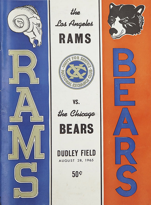 NFL Program: Los Angeles Rams vs. Chicago Bears (August 28, 1965)