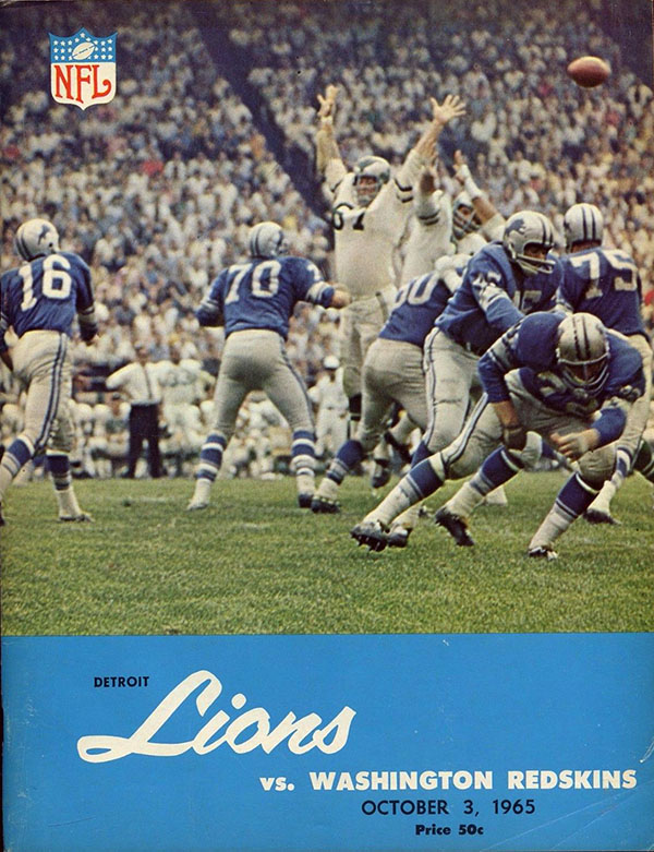 NFL Program: Detroit Lions vs. Washington Redskins (October 3, 1965)