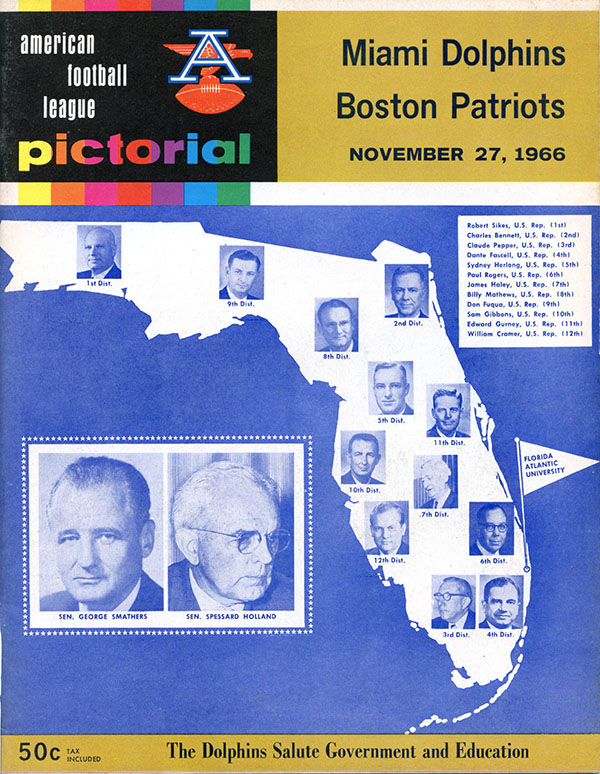 AFL Program: Miami Dolphins vs. Boston Patriots (November 27, 1966)