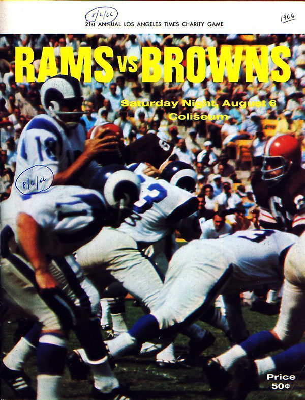 NFL Program: Los Angeles Rams vs. Cleveland Browns (August 6, 1966)