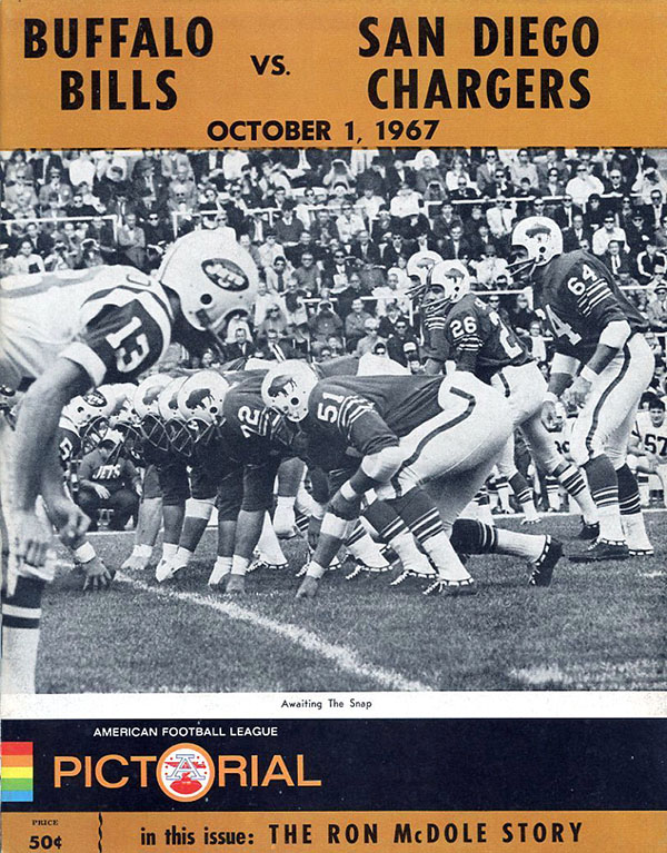 Vintage 10/10/1965 Buffalo Bills Vs. San Diego Chargers Program 123073