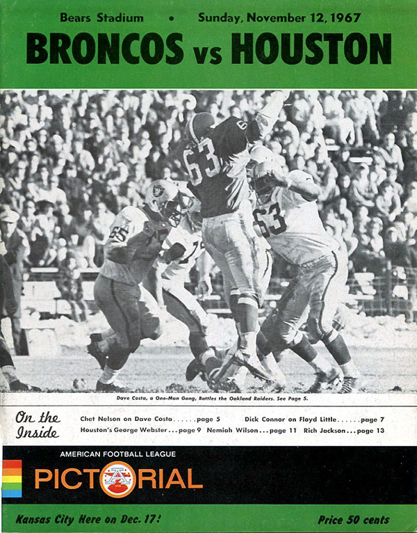 AFL Program: Denver Broncos vs. Houston Oilers (November 12, 1967)