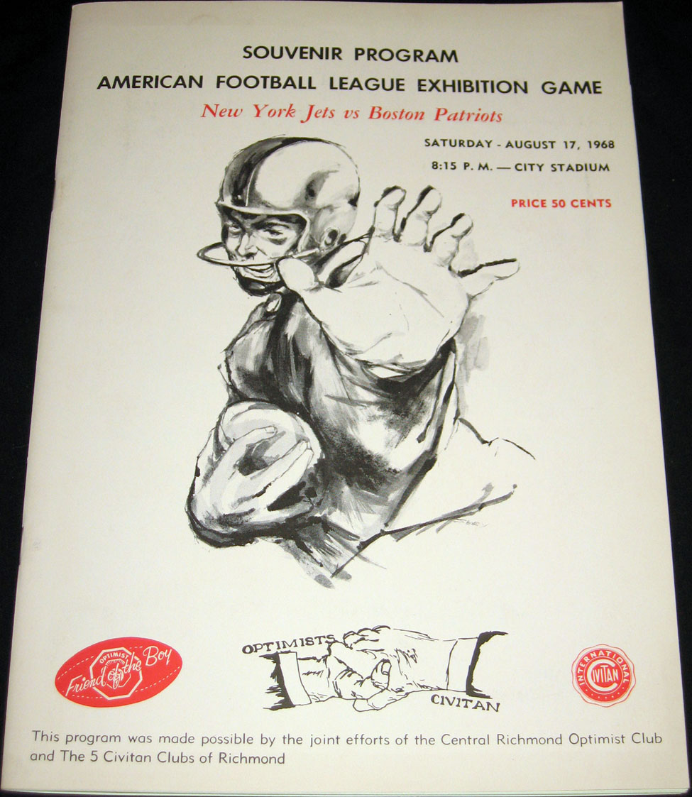 AFL Program: New York Jets vs. Boston Patriots (August 17, 1968)