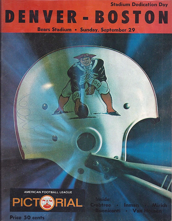 AFL Program: Denver Broncos vs. Boston Patriots (September 29, 1968)