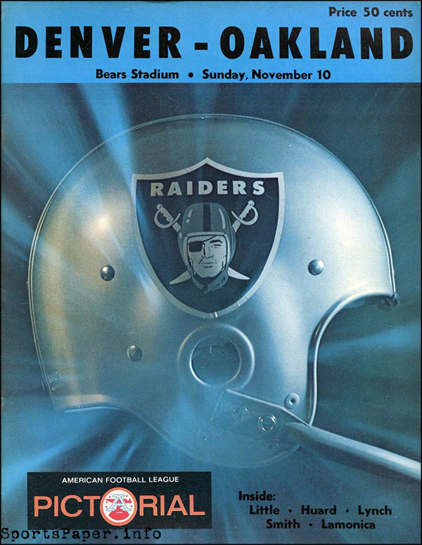 AFL Program: Denver Broncos vs. Oakland Raiders (November 10, 1968)