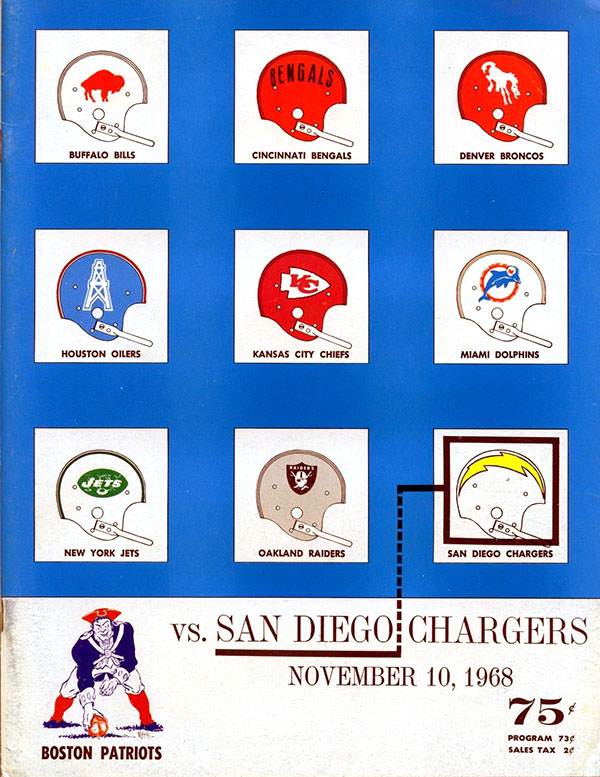 AFL Program: Boston Patriots vs. San Diego Chargers (November 10, 1968)