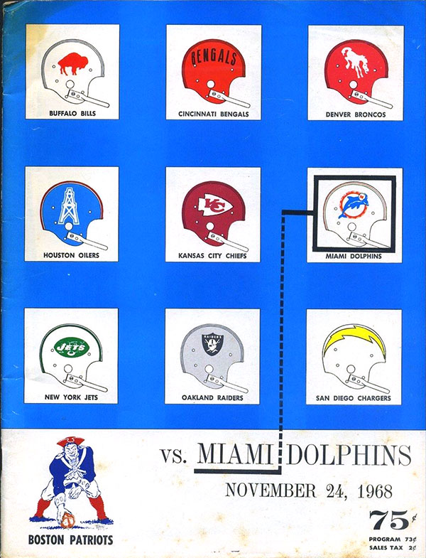 AFL Program: Boston Patriots vs. Miami Dolphins (November 24, 1968)