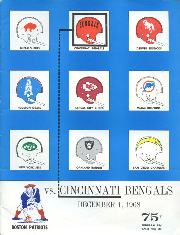AFL Program: Boston Patriots vs. Cincinnati Bengals (December 1, 1968)