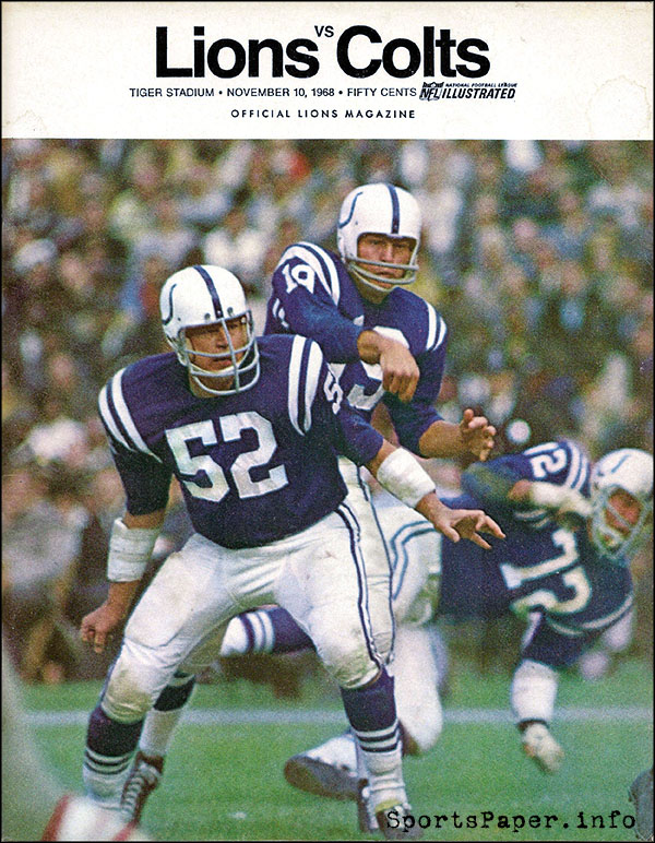 NFL Program: Detroit Lions vs. Baltimore Colts (November 10, 1968)