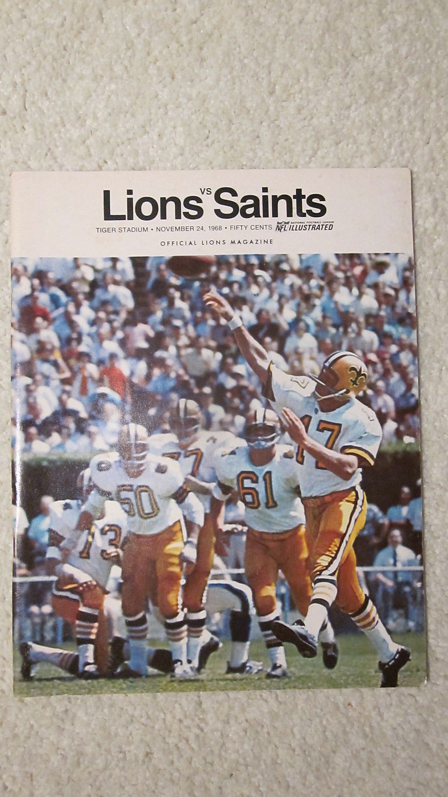 NFL Program: Detroit Lions vs. New Orleans Saints (November 24, 1968)