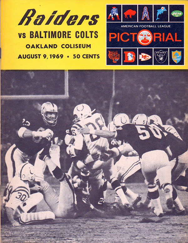 AFL Program: Oakland Raiders vs. Baltimore Colts (August 9, 1969)