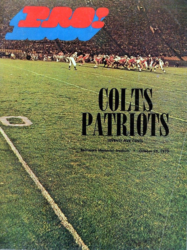 NFL Program: Baltimore Colts vs. Boston Patriots (October 25, 1970)