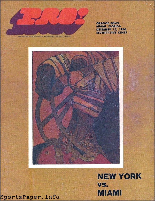 NFL Program: Miami Dolphins vs. New York Jets (December 13, 1970)