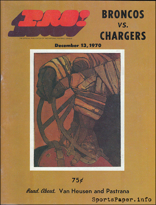 NFL Program: Denver Broncos vs. San Diego Chargers (December 13, 1970)