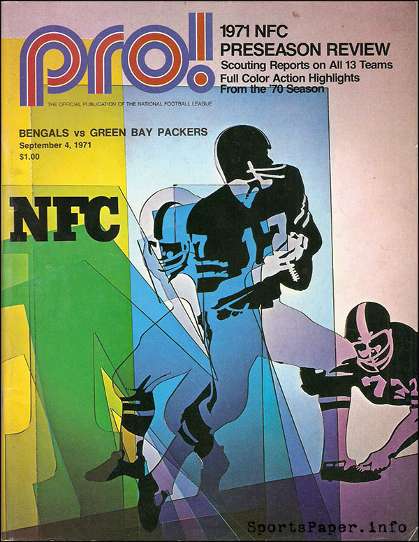 NFL Program: Cincinnati Bengals vs. Green Bay Packers (September 4, 1971)