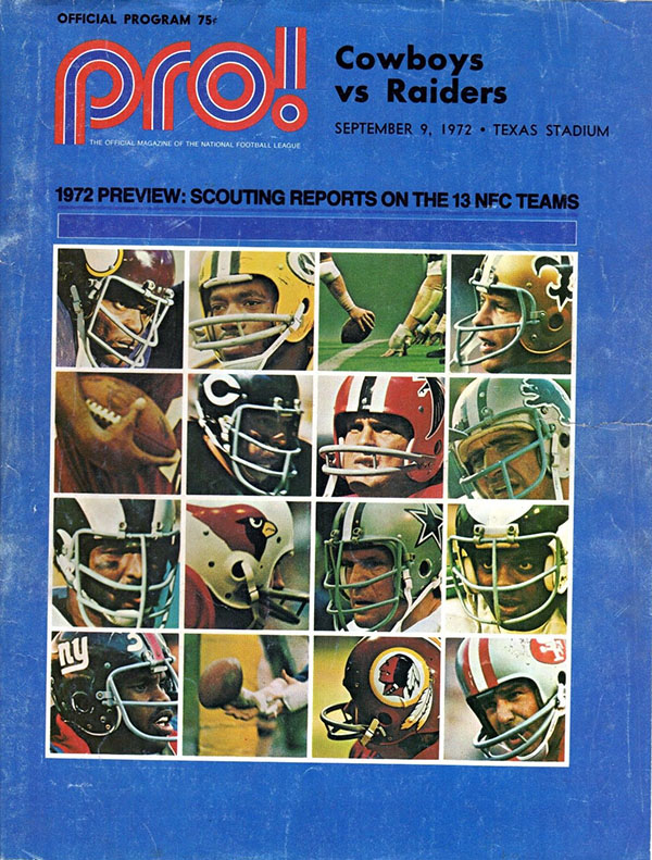 NFL Program: Dallas Cowboys vs. Oakland Raiders (September 9, 1972)