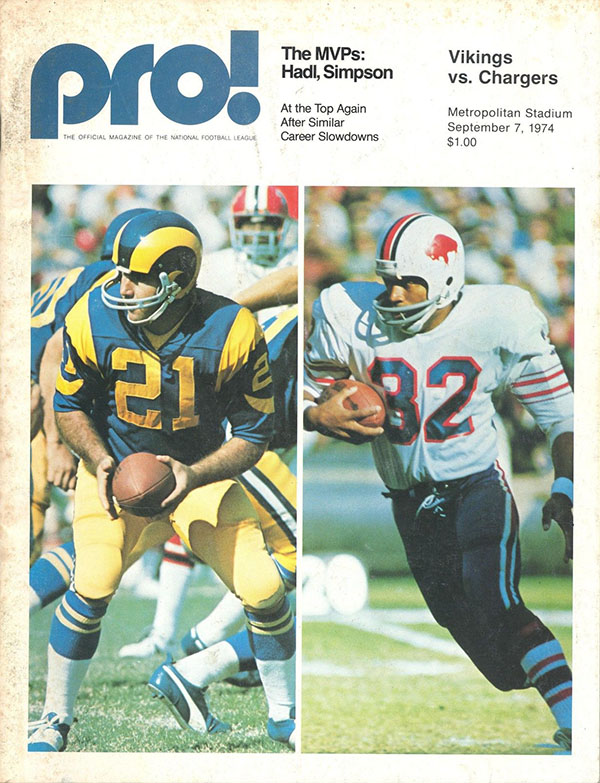 NFL Program: Minnesota Vikings vs. San Diego Chargers (September 7, 1974)