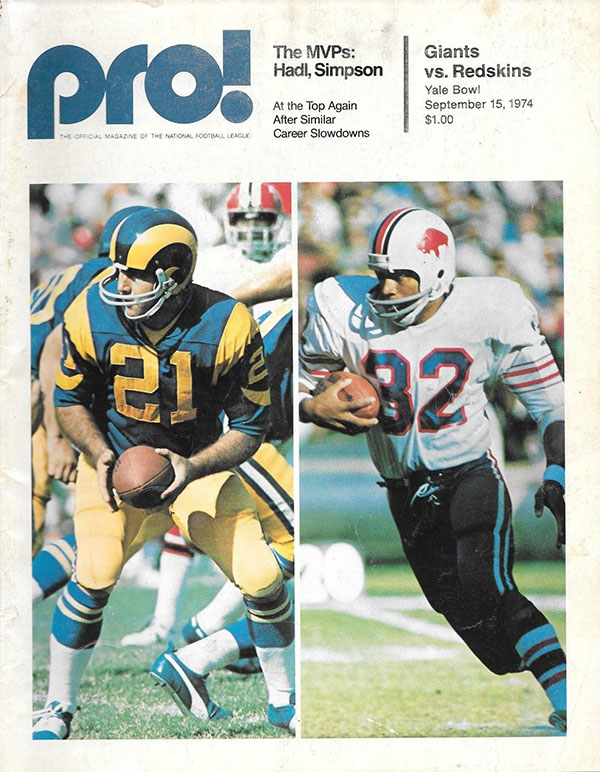 NFL Program: New York Giants vs. Washington Redskins (September 15, 1974)