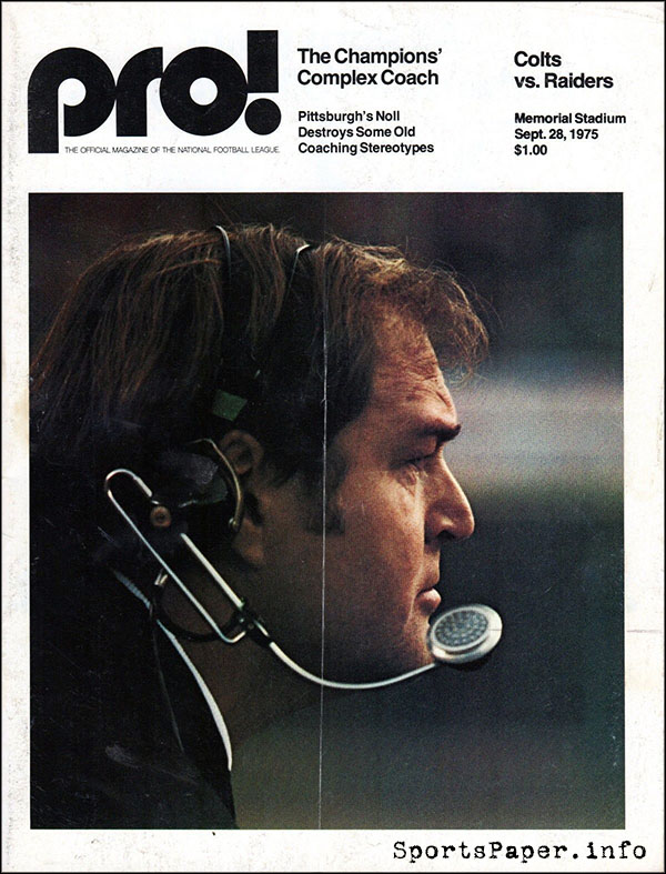 NFL Program: Baltimore Colts vs. Oakland Raiders (September 28, 1975)