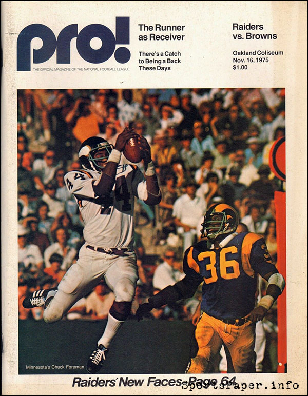 NFL Program: Oakland Raiders vs. Cleveland Browns (November 16, 1975)