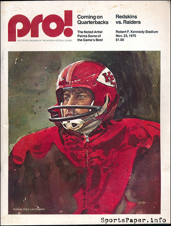 NFL Program: Washington Redskins vs. Oakland Raiders (November 23, 1975)