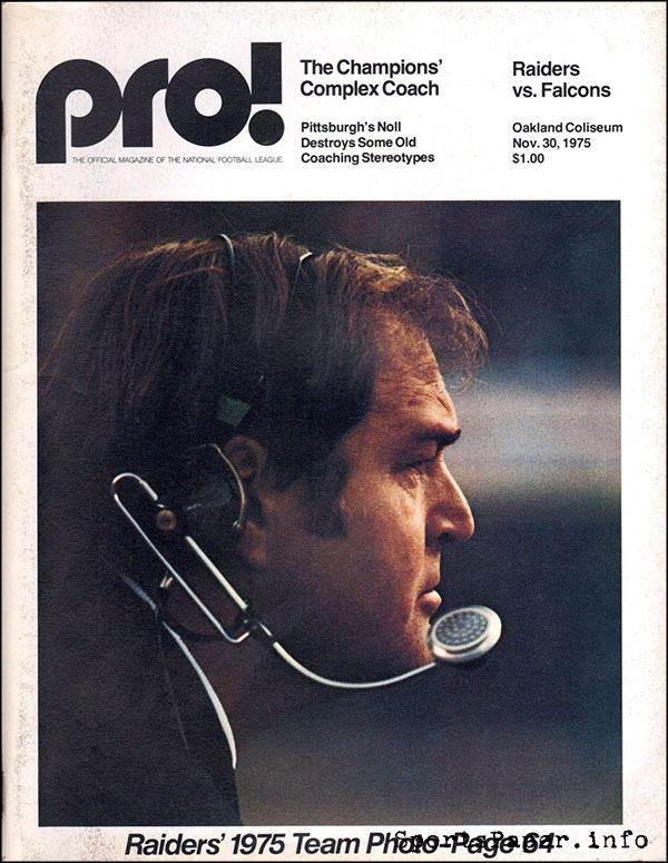 NFL Program: Oakland Raiders vs. Atlanta Falcons (November 30, 1975)