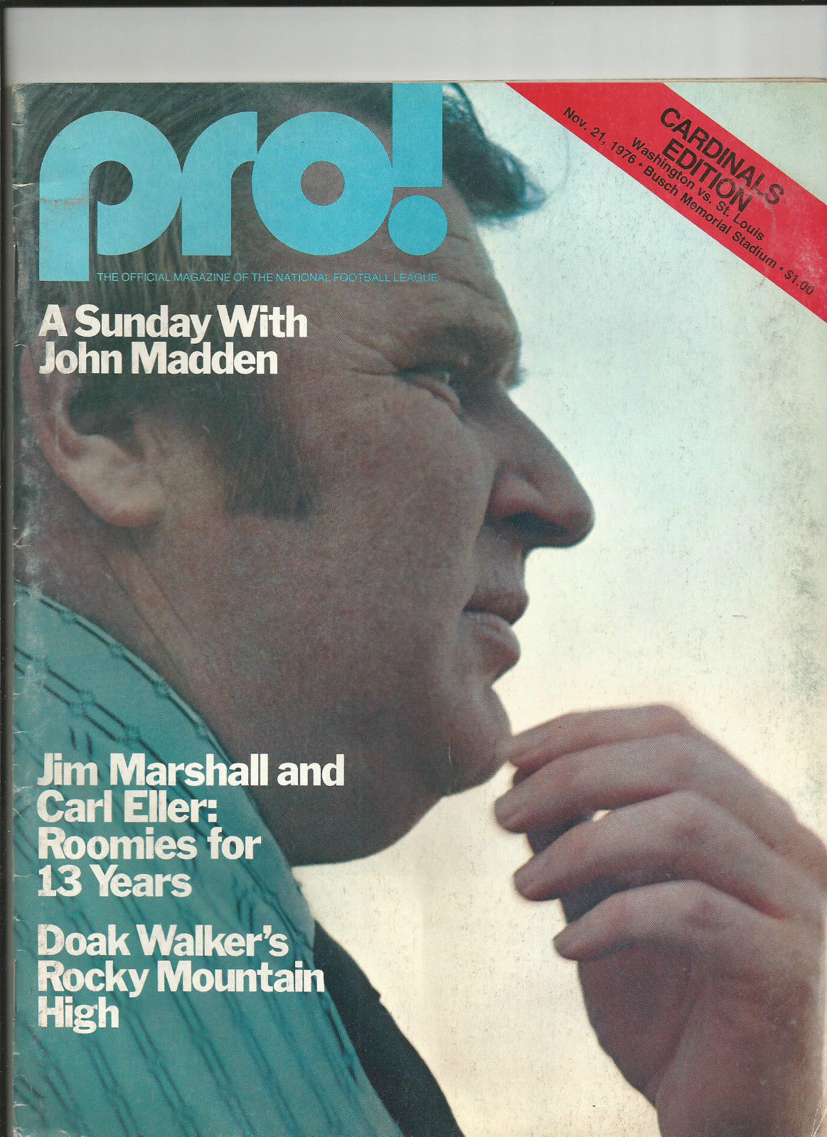 NFL Program: St. Louis Cardinals vs. Washington Redskins (November 21, 1976)