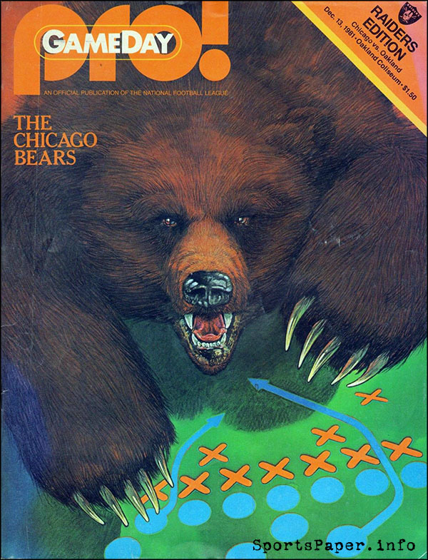 NFL Program: Oakland Raiders vs. Chicago Bears (December 13, 1981)