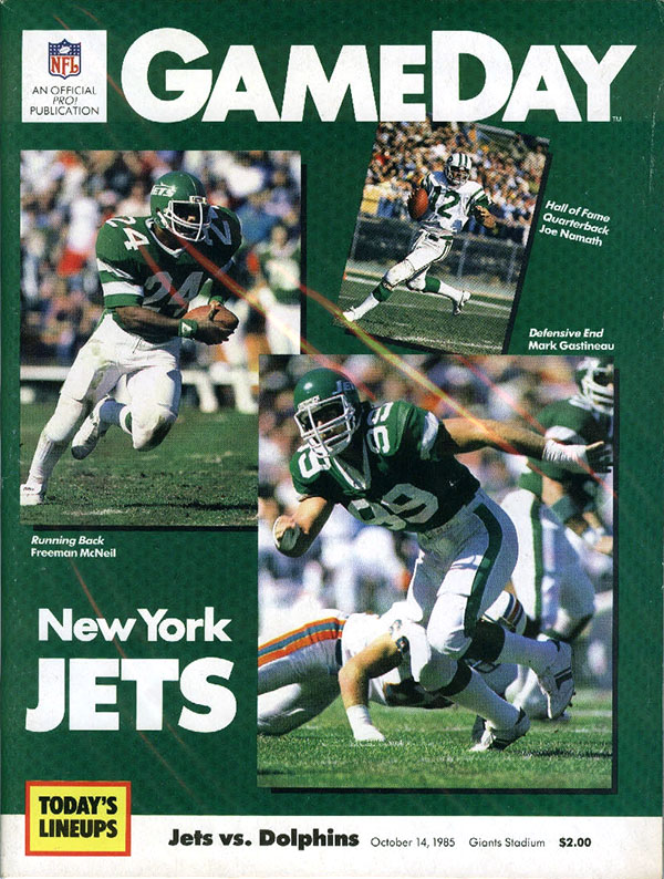 NFL Program: New York Jets vs. Miami Dolphins (October 14, 1985)