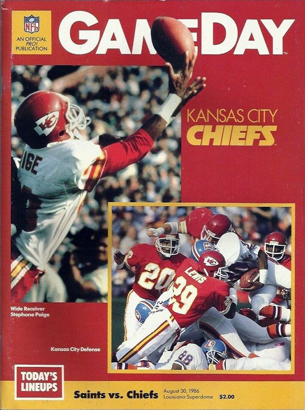 NFL Program: New Orleans Saints vs. Kansas City Chiefs (August 30, 1986)