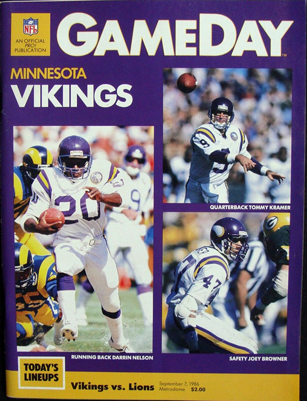 NFL Program: Minnesota Vikings vs. Detroit Lions (September 7, 1986)