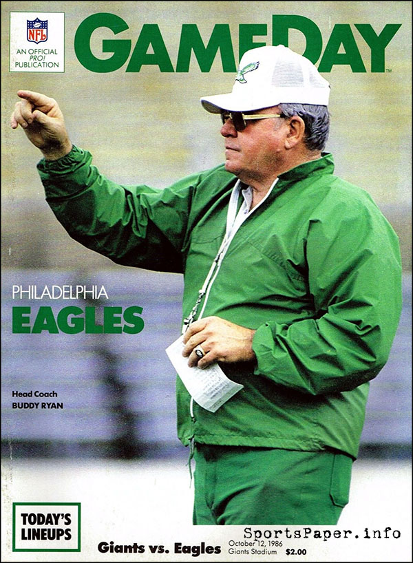 NFL Program: New York Giants vs. Philadelphia Eagles (October 12, 1986)