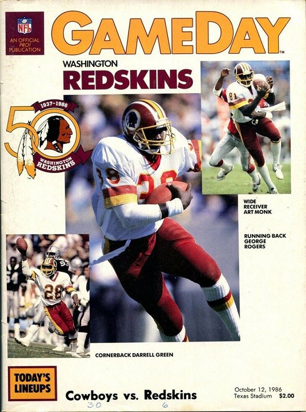 NFL Program: Dallas Cowboys vs. Washington Redskins (October 12, 1986)