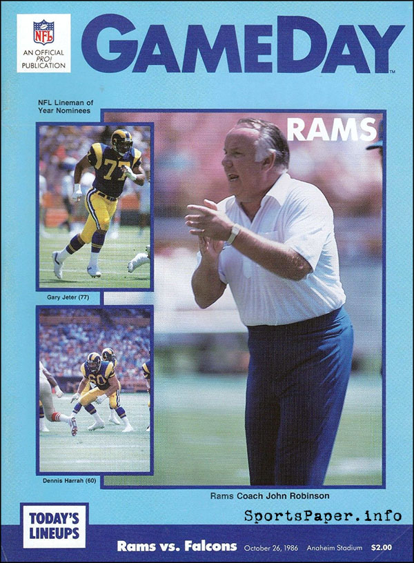 NFL Program: Los Angeles Rams vs. Atlanta Falcons (October 26, 1986)