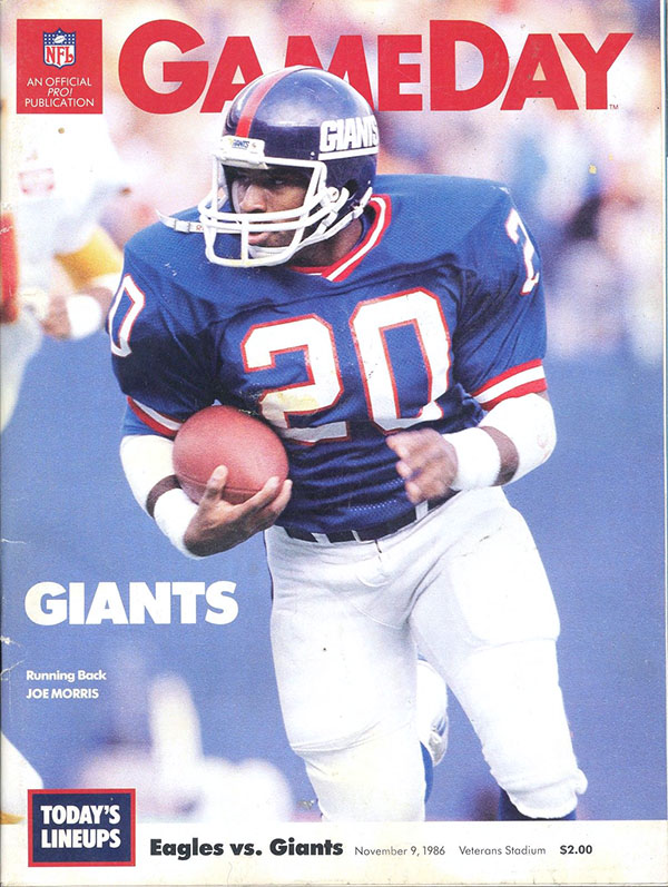 NFL Program: Philadelphia Eagles vs. New York Giants (November 9, 1986)