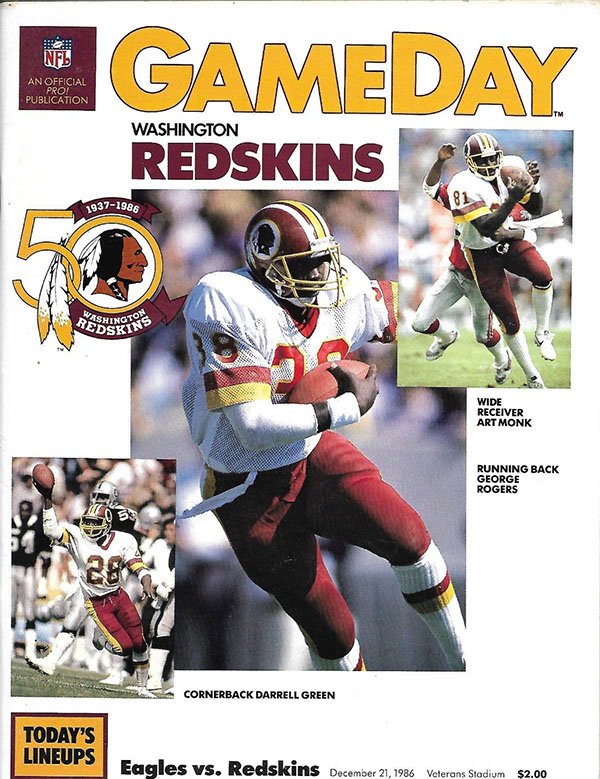 NFL Program: Philadelphia Eagles vs. Washington Redskins (December 21, 1986)