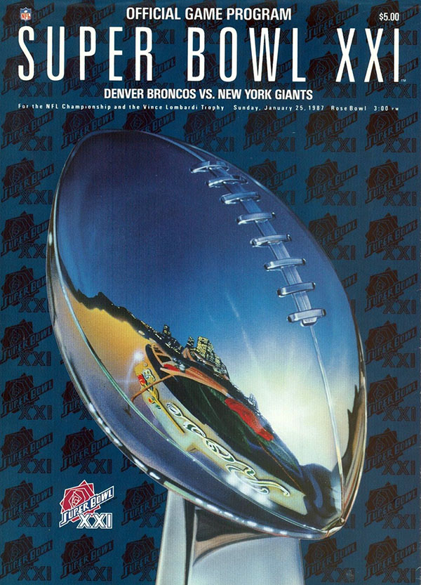 NFL Super Bowl XXI Game Program: New York Giants vs. Denver Broncos (January 25, 1987)