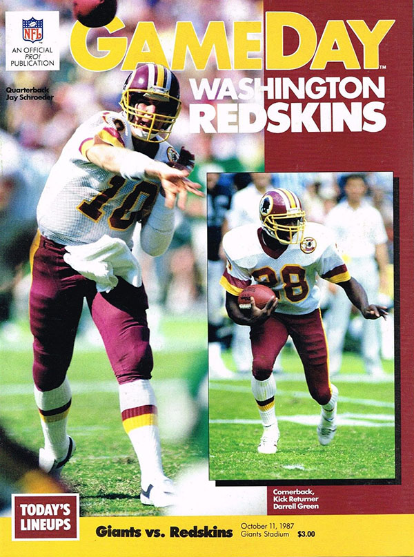 NFL Program: New York Giants vs. Washington Redskins (October 11, 1987)