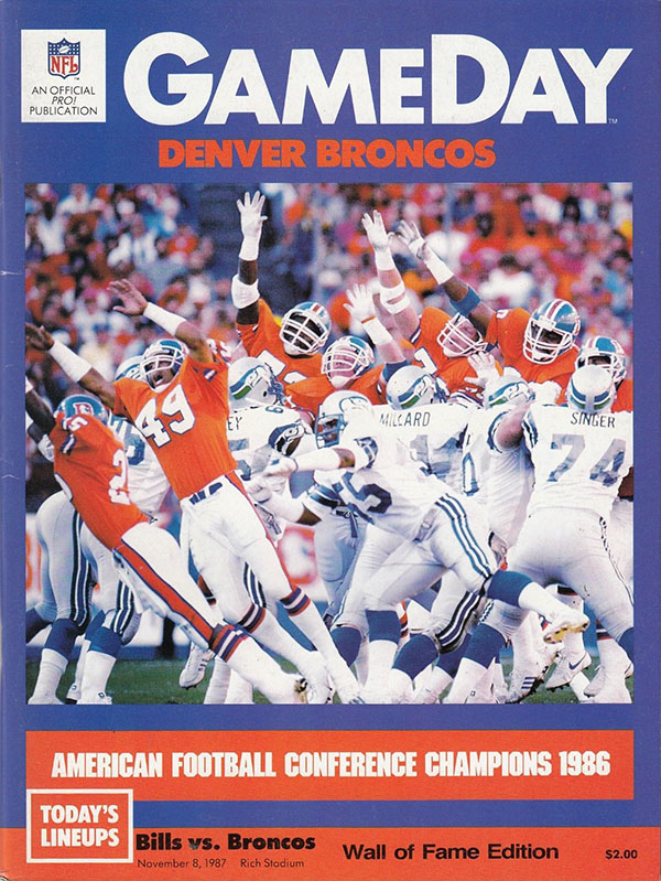 NFL Program: Buffalo Bills vs. Denver Broncos (November 8, 1987)